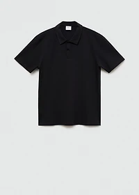 Slim-fit cotton piqué textured polo shirt