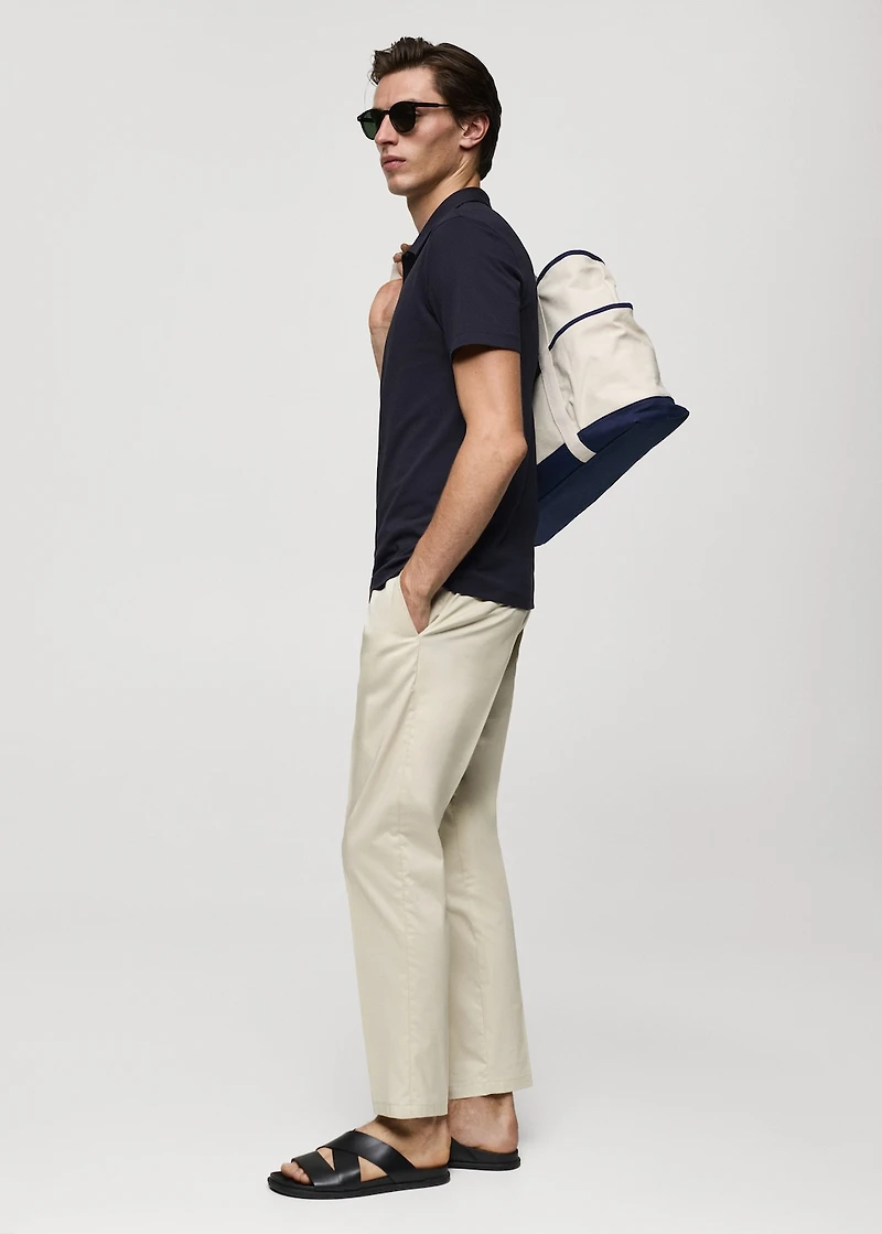 Slim-fit cotton piqué textured polo shirt