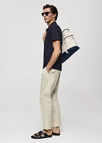 Slim-fit cotton piqué textured polo shirt