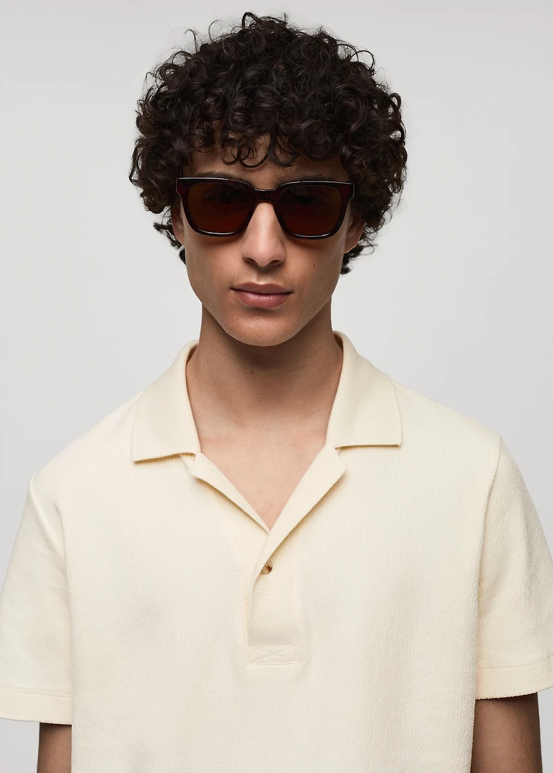 Regular-fit textured cotton polo shirt