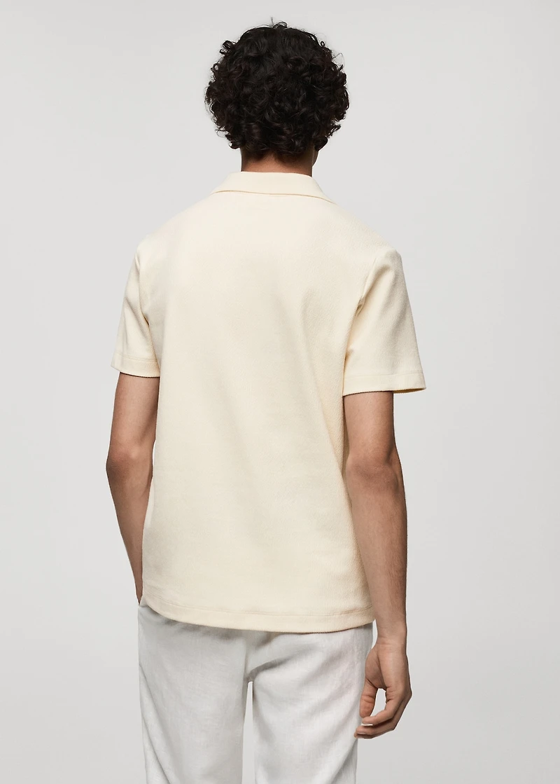 Regular-fit textured cotton polo shirt