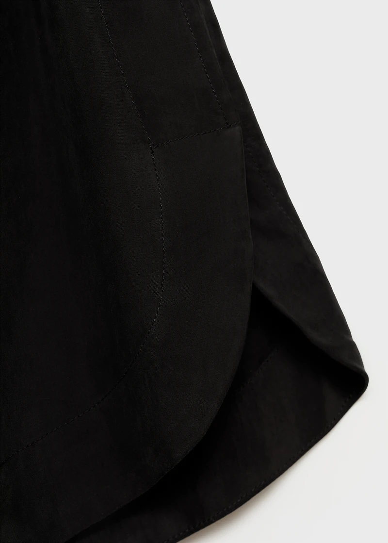 High-waisted straight-fit cupro shorts