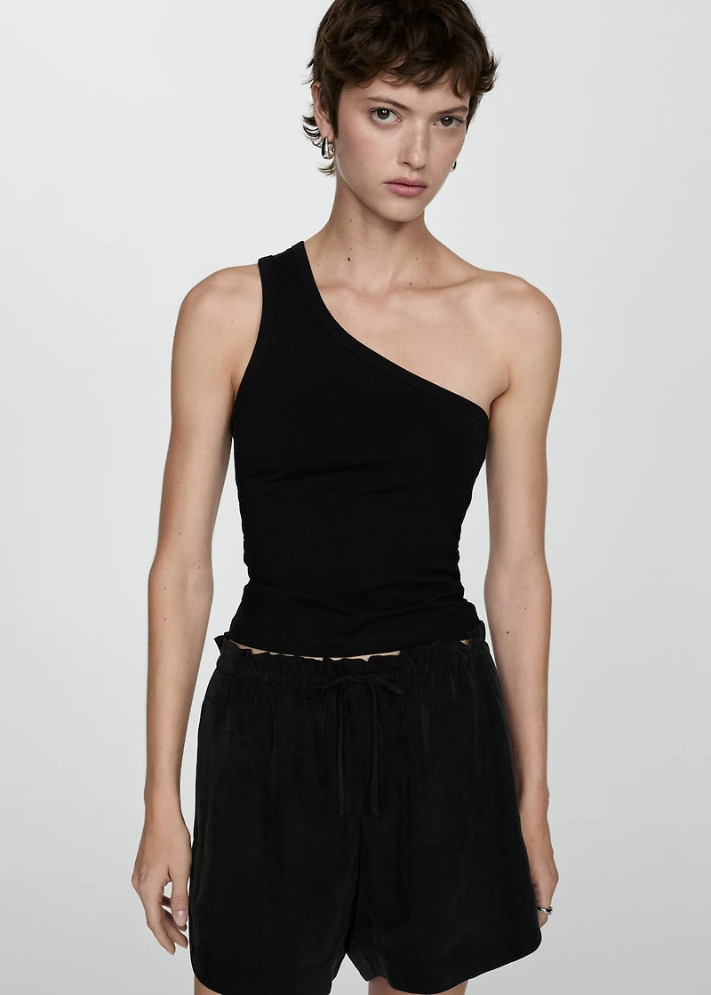 High-waisted straight-fit cupro shorts