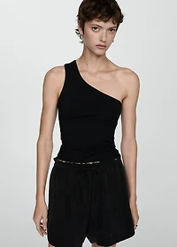 High-waisted straight-fit cupro shorts