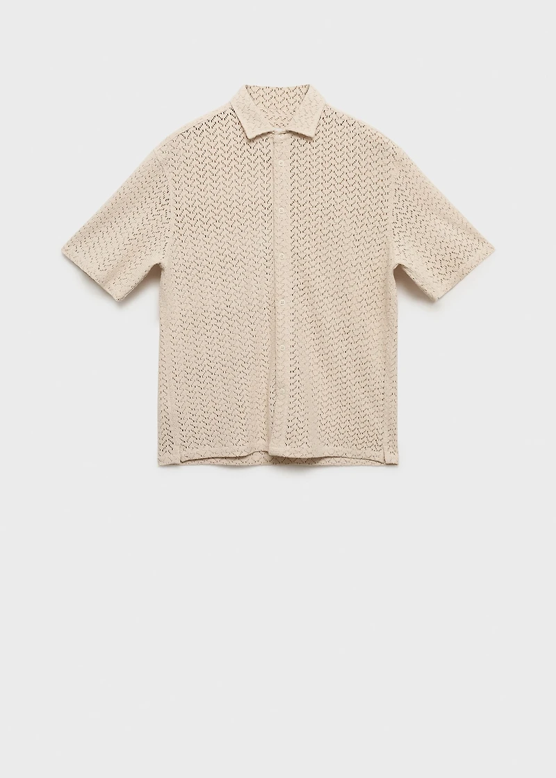Openwork knitted cotton shirt