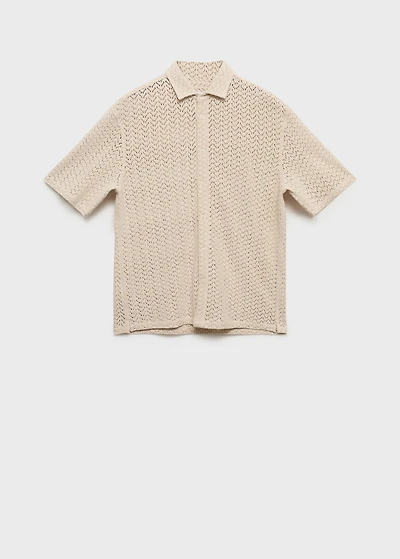 Openwork knitted cotton shirt