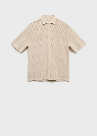 Openwork knitted cotton shirt
