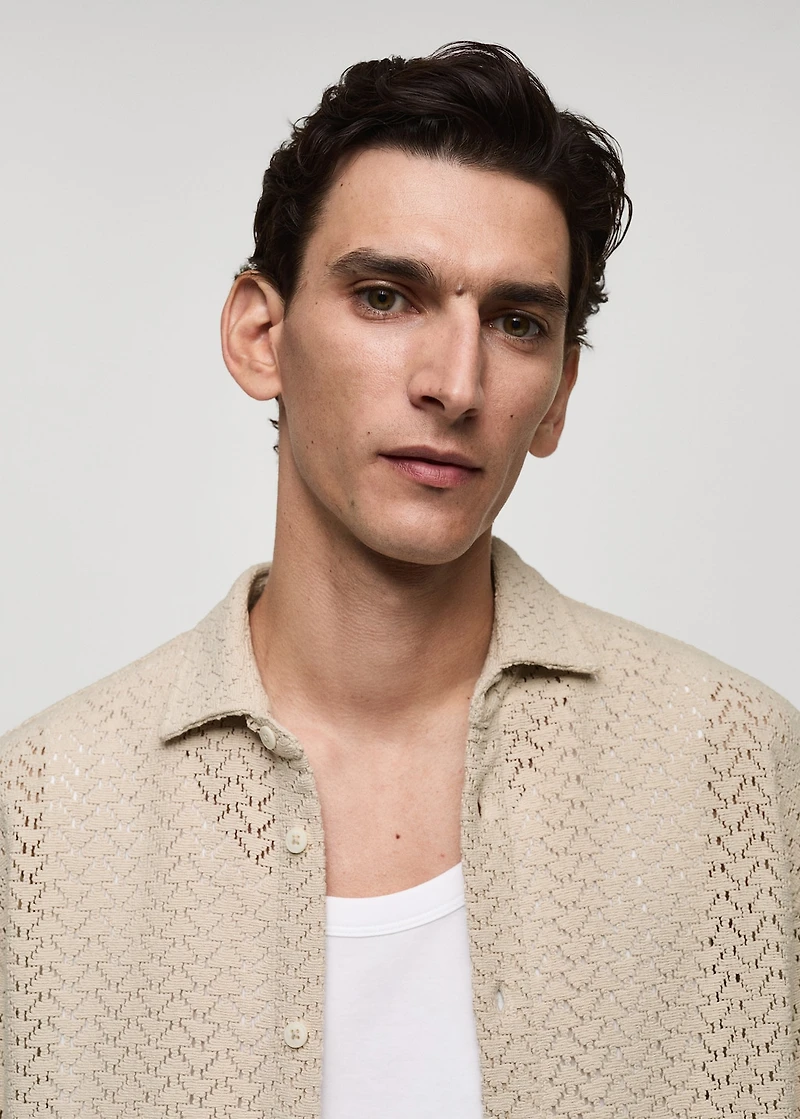 Openwork knitted cotton shirt