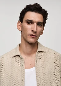 Openwork knitted cotton shirt