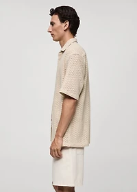 Openwork knitted cotton shirt