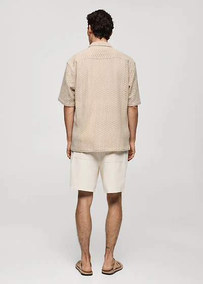 Openwork knitted cotton shirt