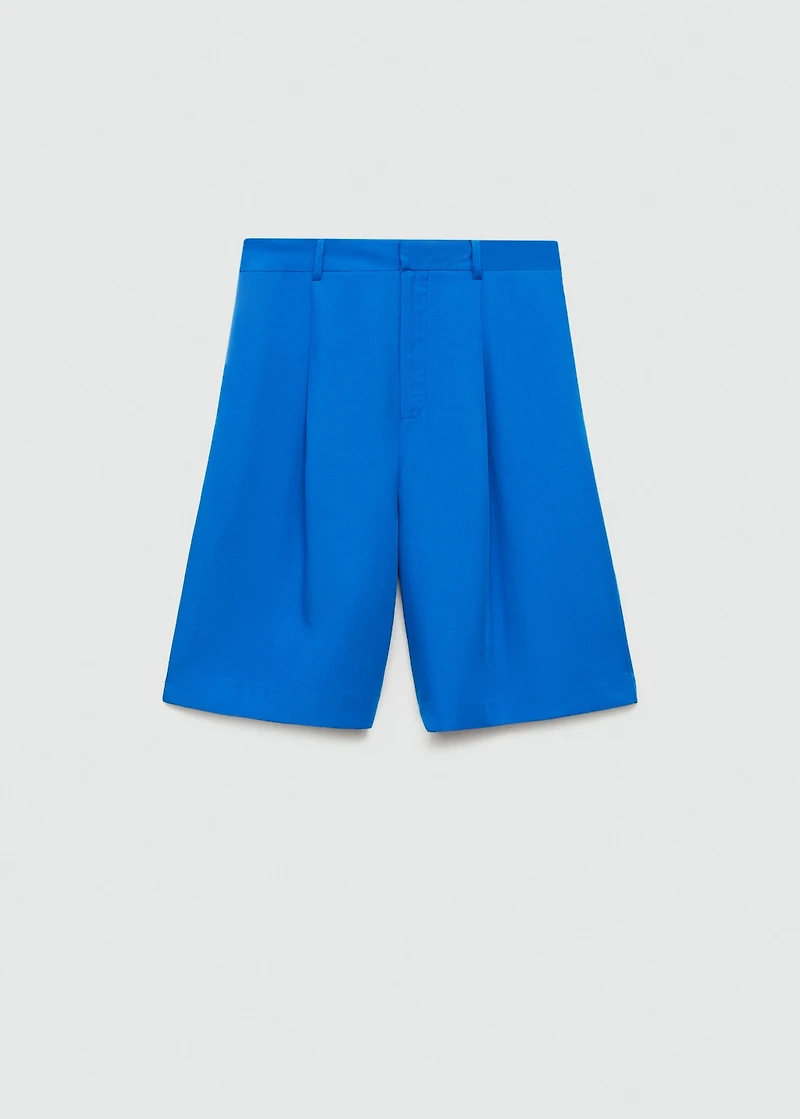 Lyocell pleated bermuda shorts