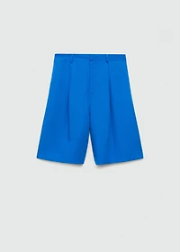 Lyocell pleated bermuda shorts