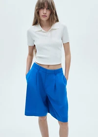 Lyocell pleated bermuda shorts