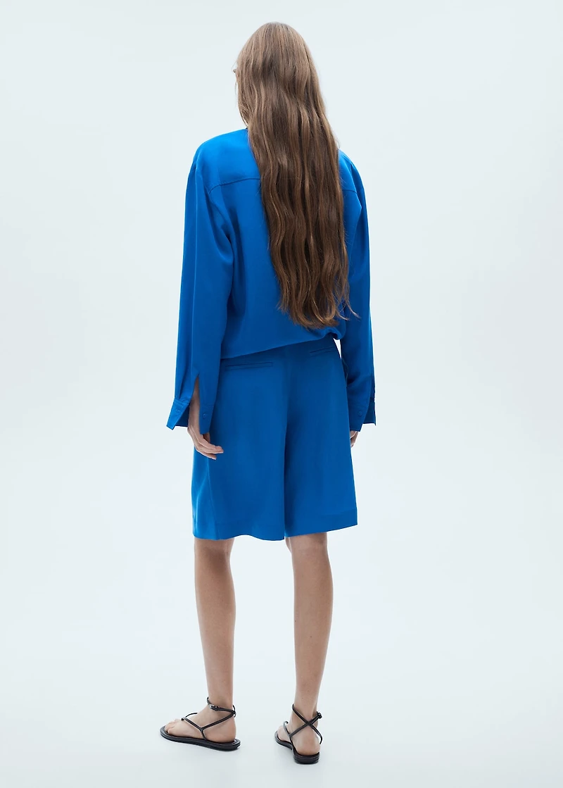 Lyocell pleated bermuda shorts