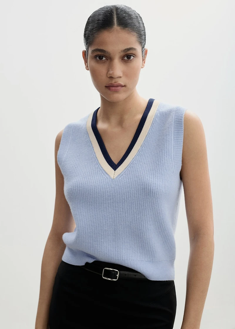 Contrast V-neck vest