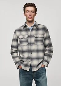 Plaid wool overshirt with pockets