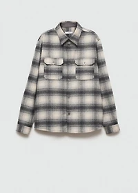 Plaid wool overshirt with pockets