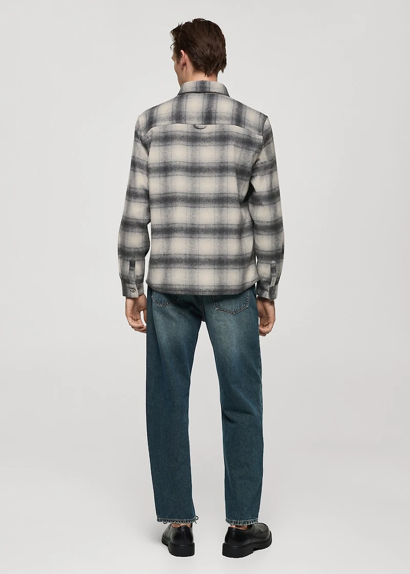 Plaid wool overshirt with pockets