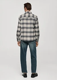Plaid wool overshirt with pockets