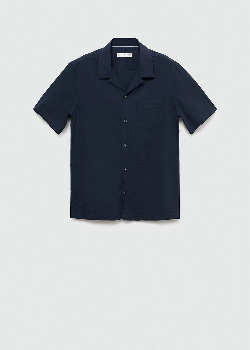 Regular-fit 100% seersucker cotton shirt