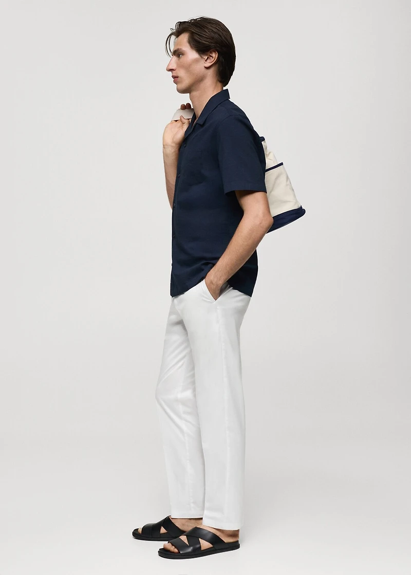 Regular-fit 100% seersucker cotton shirt