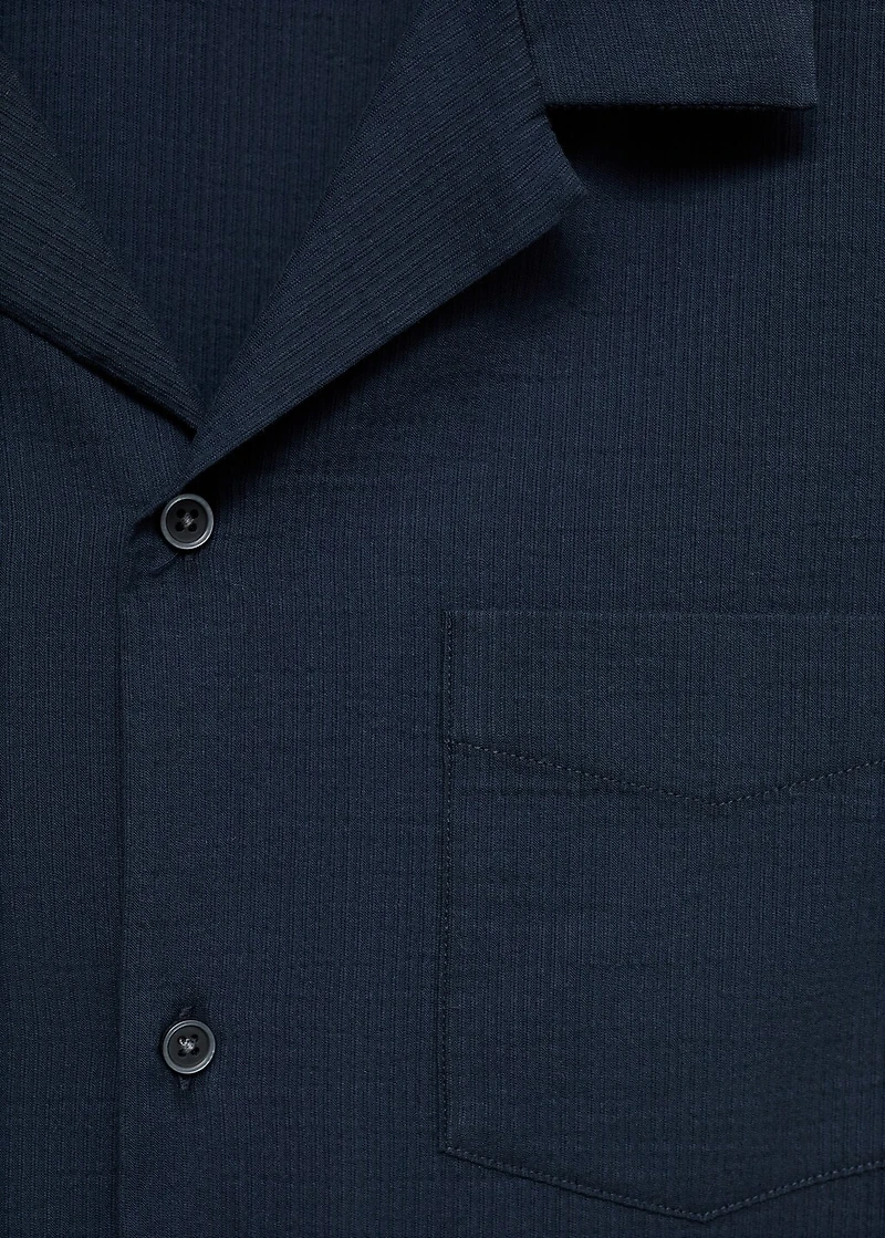Regular-fit 100% seersucker cotton shirt