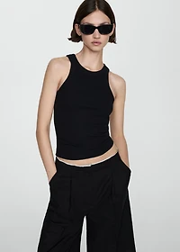Ribbed cotton-blend top