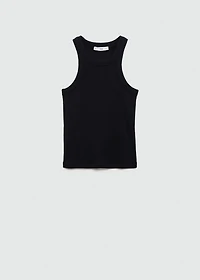 Ribbed cotton-blend top