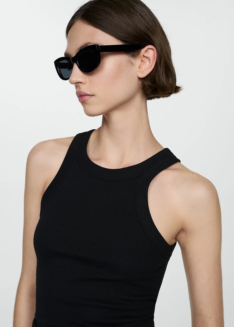 Ribbed cotton-blend top