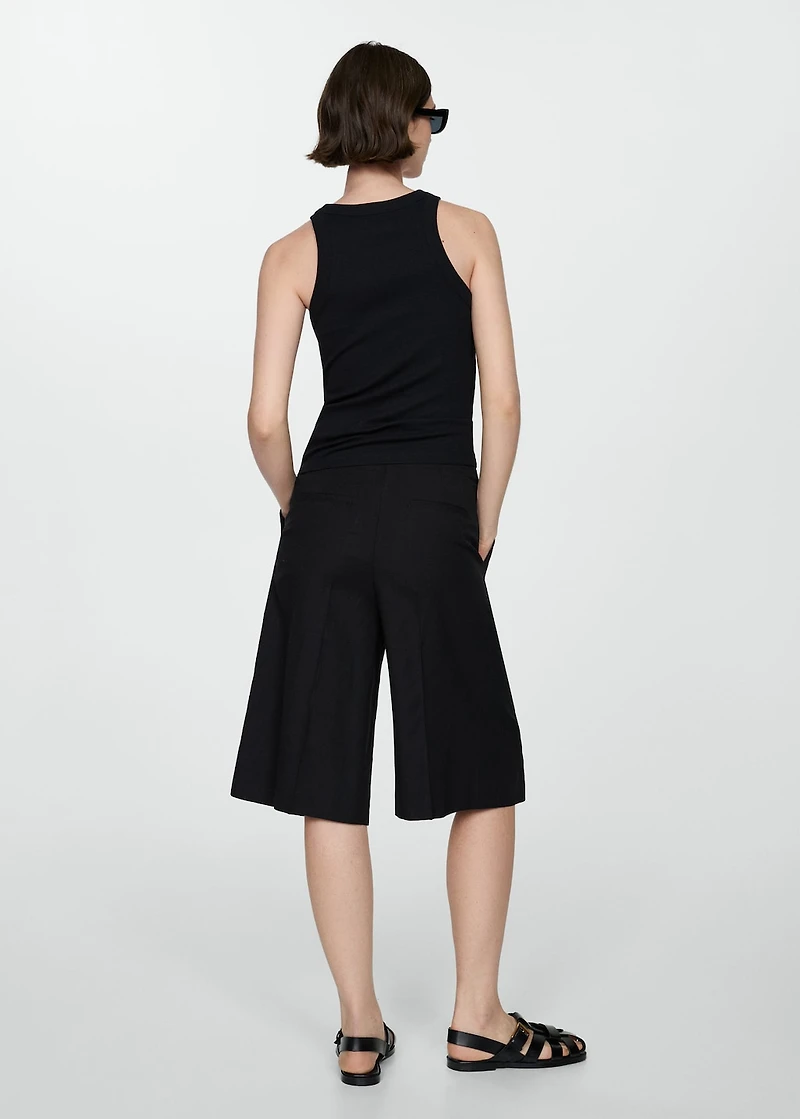 Ribbed cotton-blend top