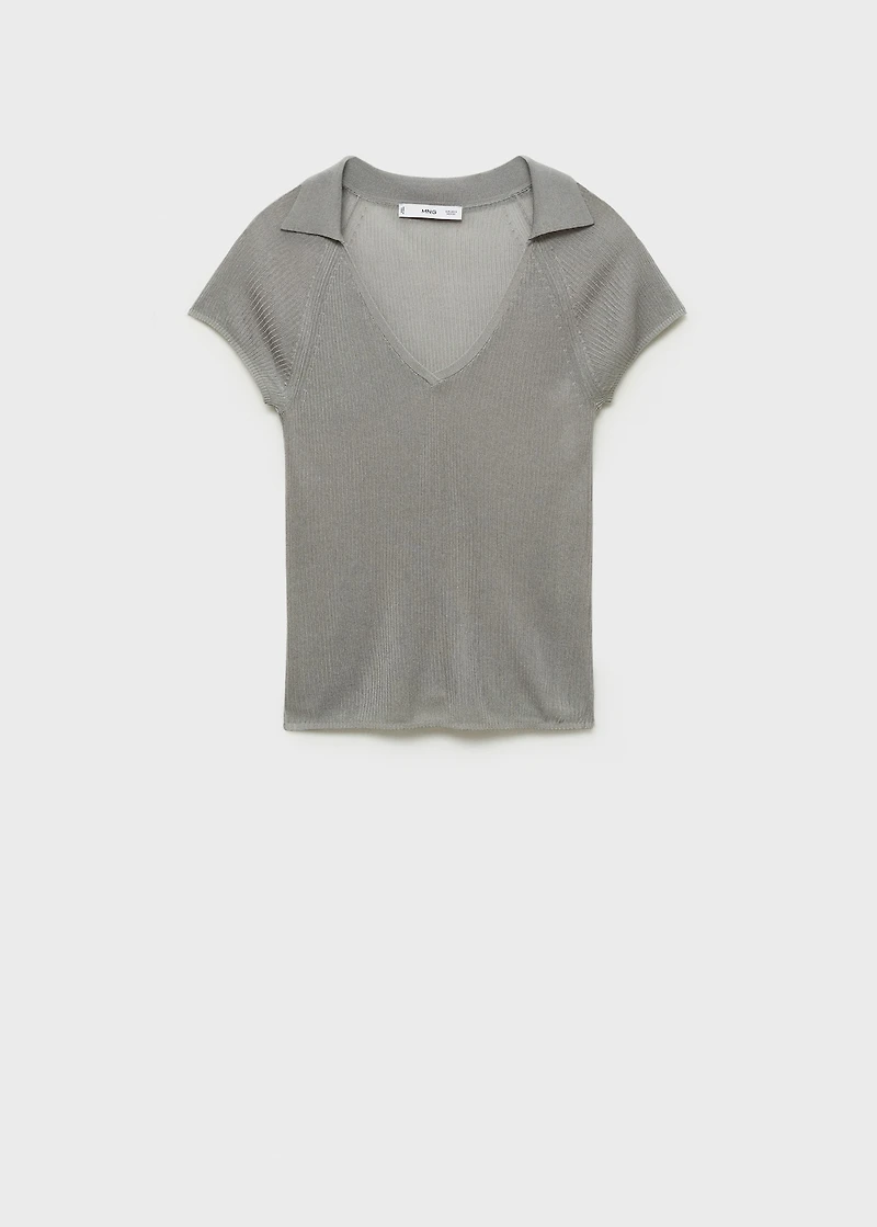 Semi-transparent polo neck t-shirt