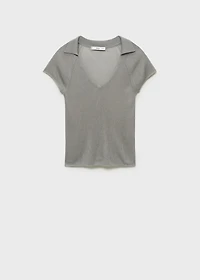 Semi-transparent polo neck t-shirt