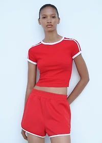 Straight shorts with contrasting trim