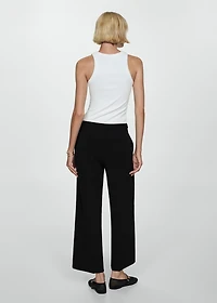 Buttons straight-fit pants