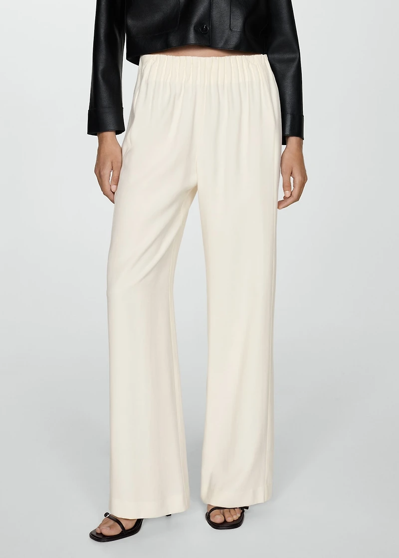 Wide leg pants with elastic waist