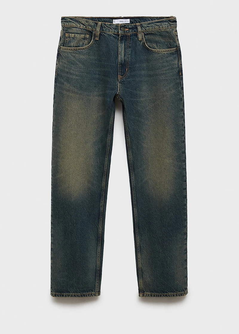 Straight-fit jeans with frayed effect