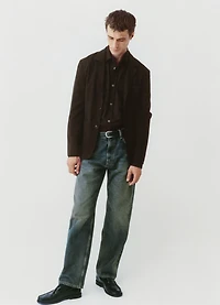 Straight-fit jeans with frayed effect