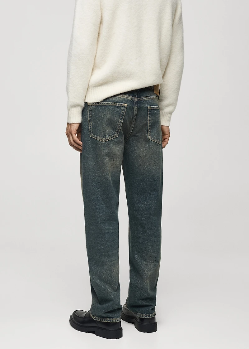 Straight-fit jeans with frayed effect