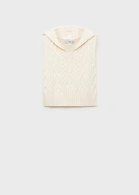 Cable-knit vest with hood