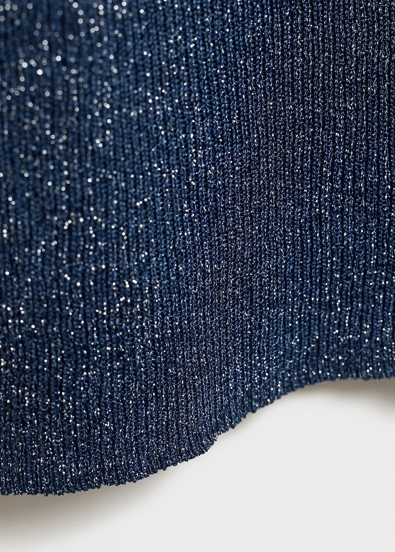 Lurex knitted top with perkins neck