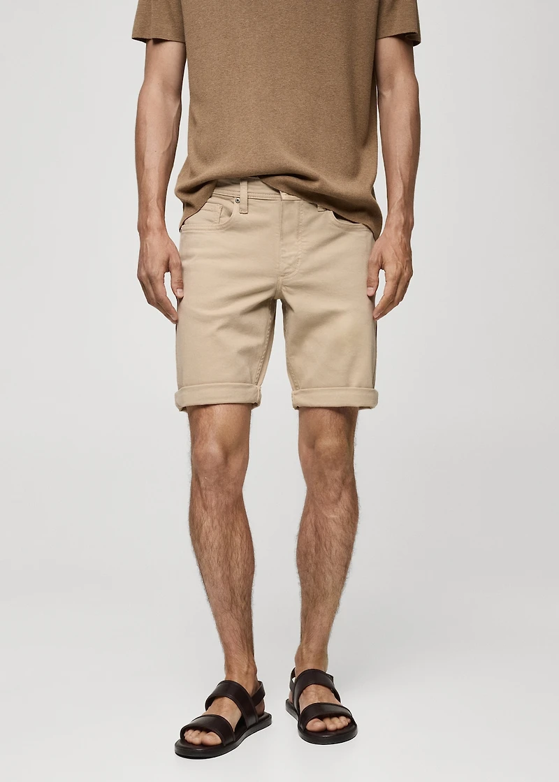 Slim-fit denim bermuda shorts