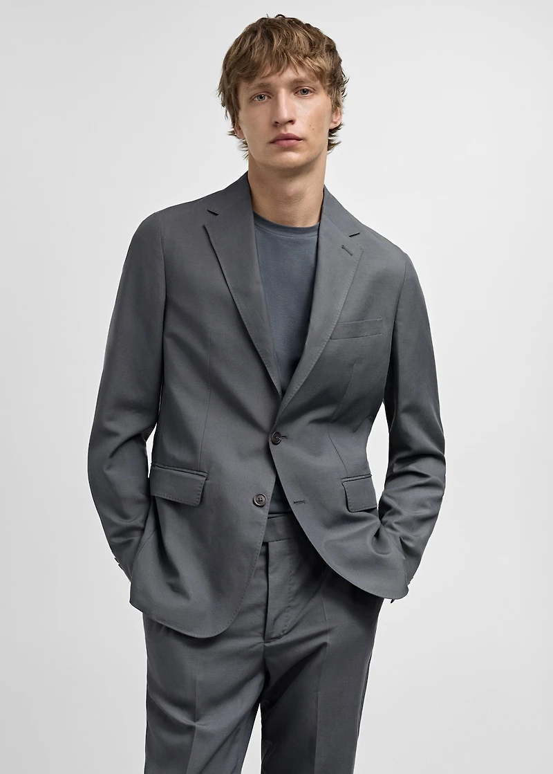 Slim-fit linen-blend suit jacket