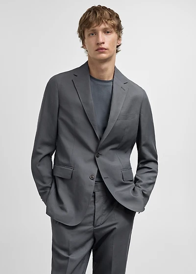 Slim-fit linen-blend suit jacket