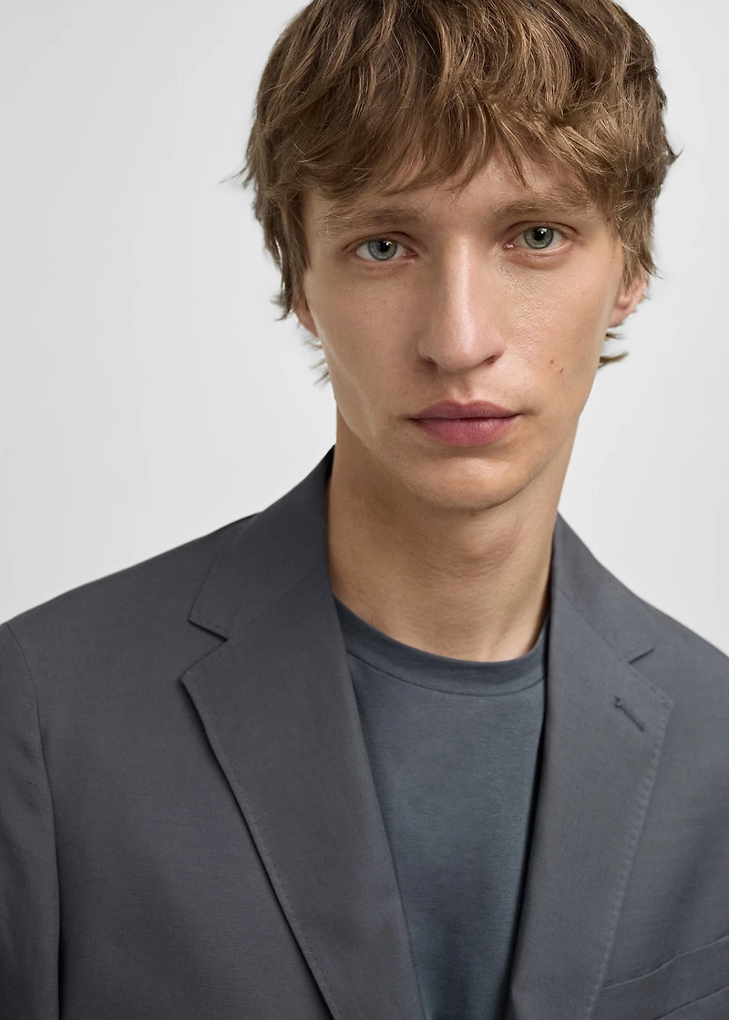 Slim-fit linen-blend suit jacket