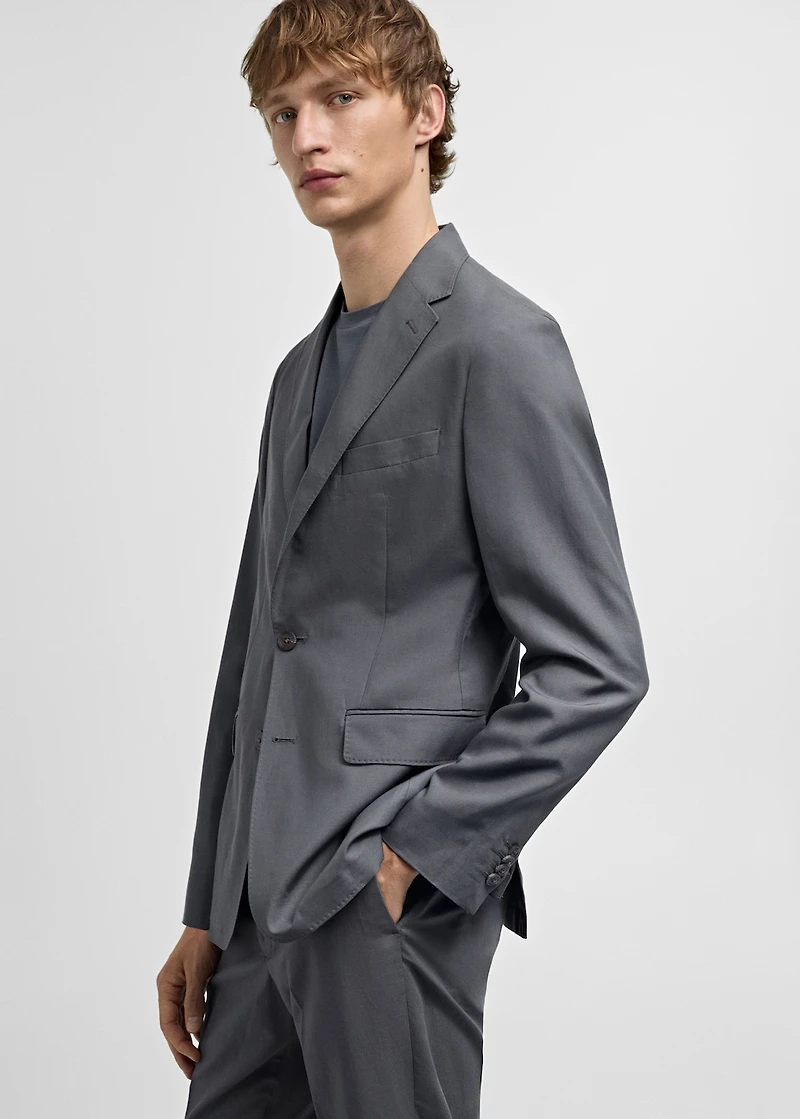 Slim-fit linen-blend suit jacket