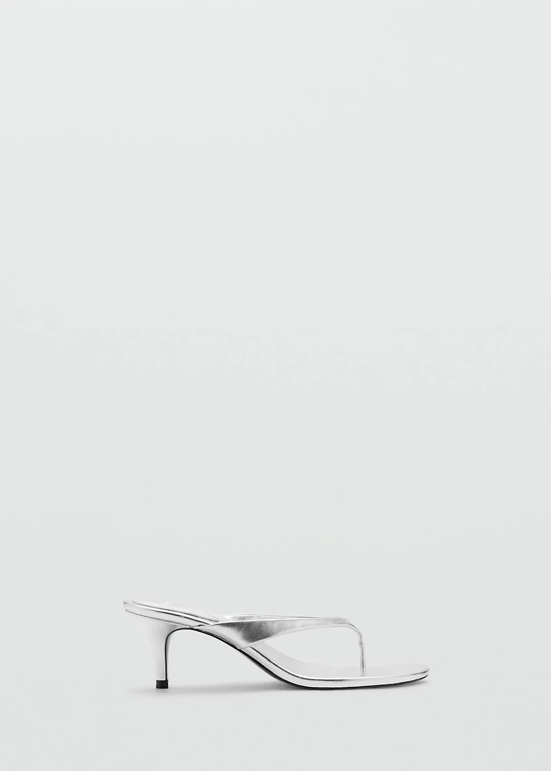 Metallic heel sandals