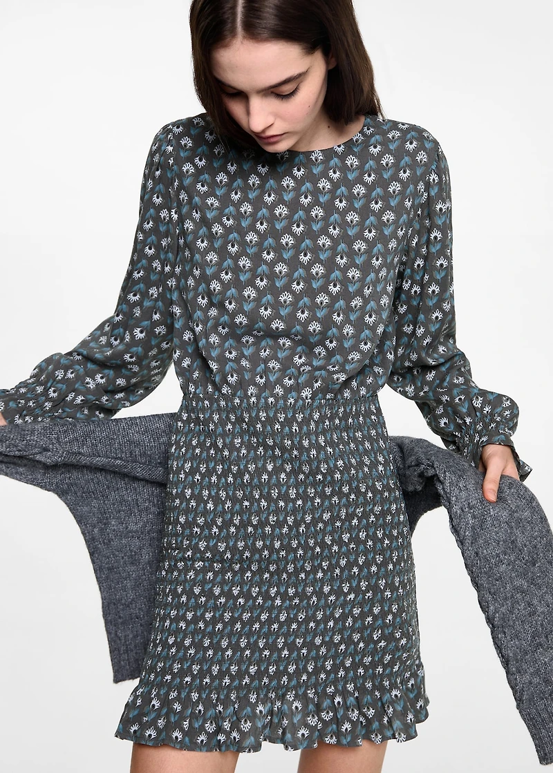 Printed dress with ruffled detail