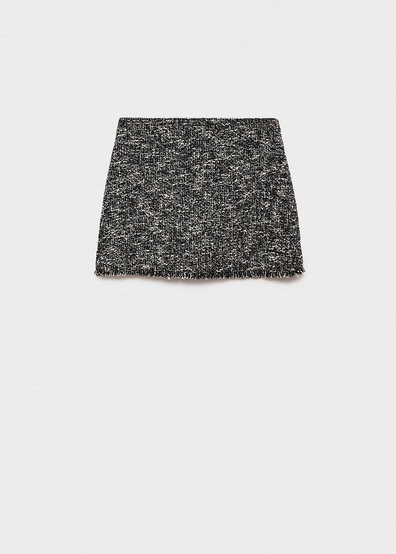 Tweed mini-skirt with frayed edges