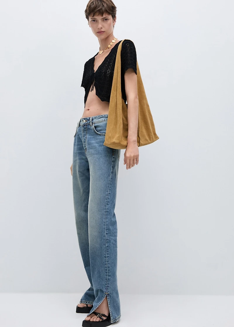 Medium-rise straight jeans with slits